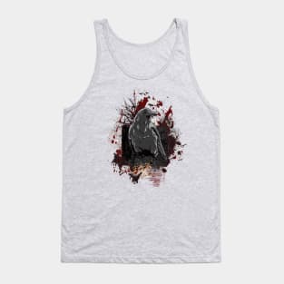 The Crow Grunge Design with Blood Splatters and Trees Tank Top